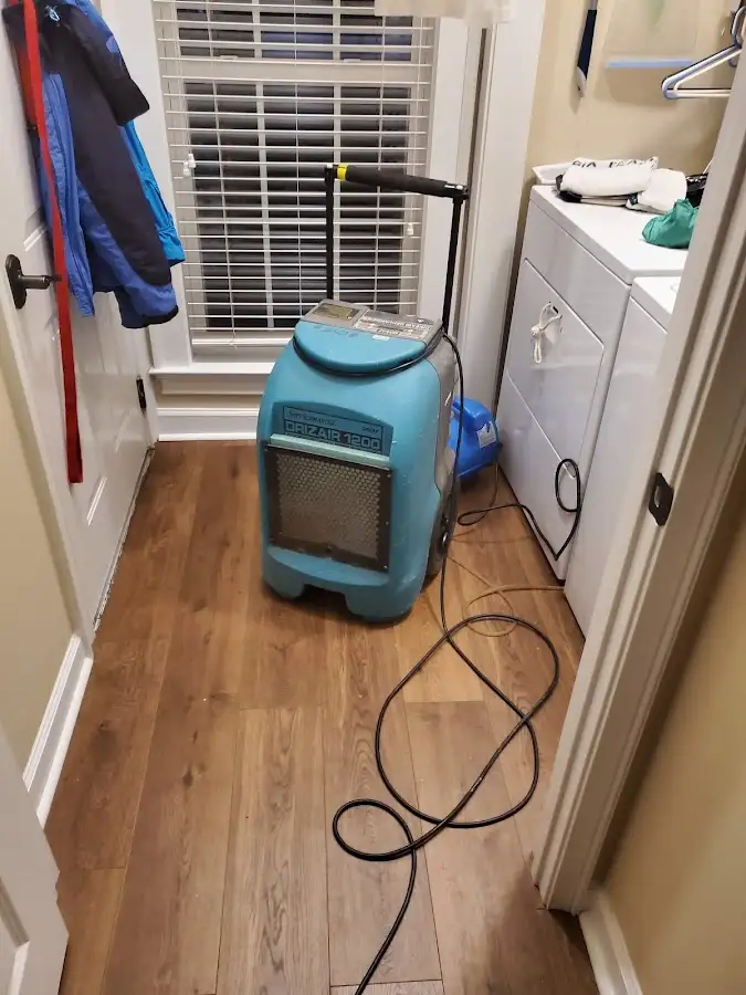 Commercial dehumidifier deployed for Flood Damage Cleanup in Harvest